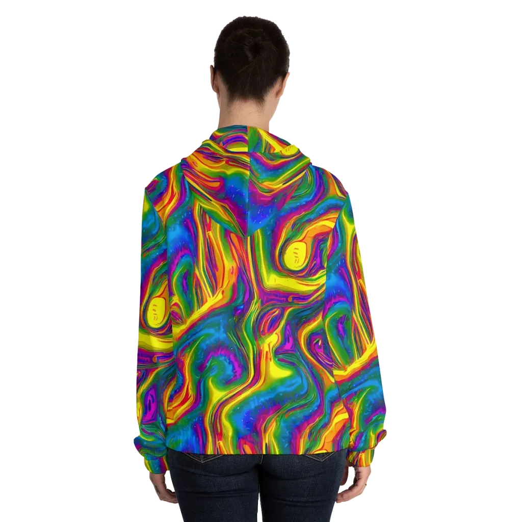 Electric Aurora on Women's Full-Zip Hoodie — Back On Person