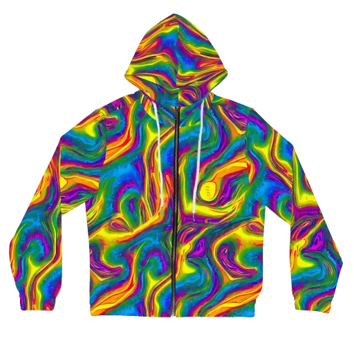 Electric Aurora on a Women's Full-Zip Hoodie