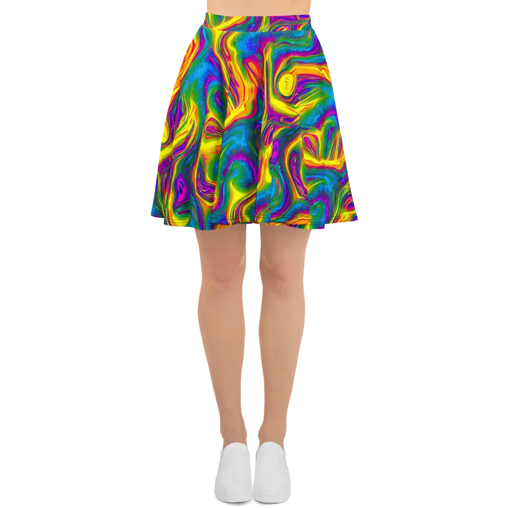 Electric Aurora on Skater Skirt — Front