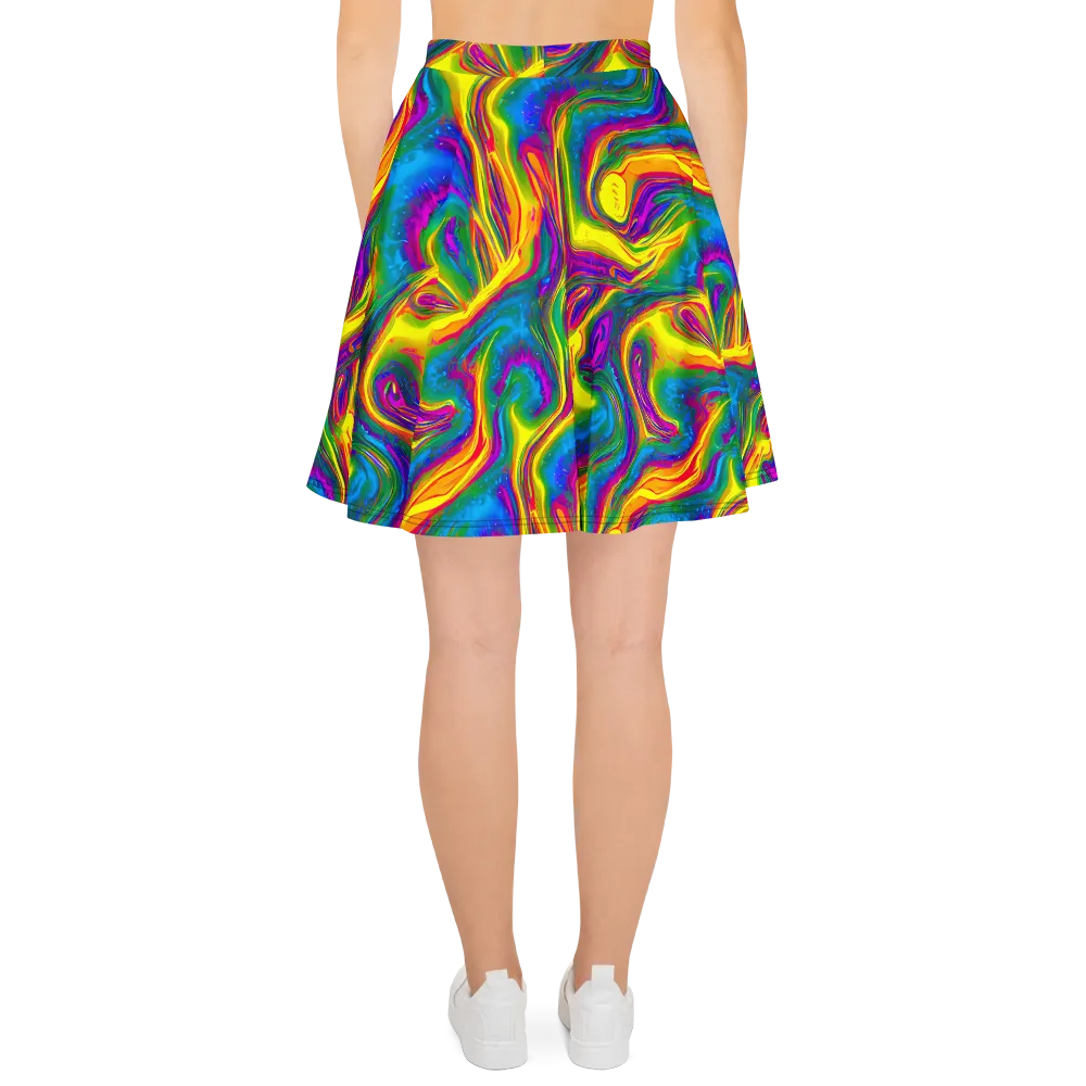 Electric Aurora on Skater Skirt — Back