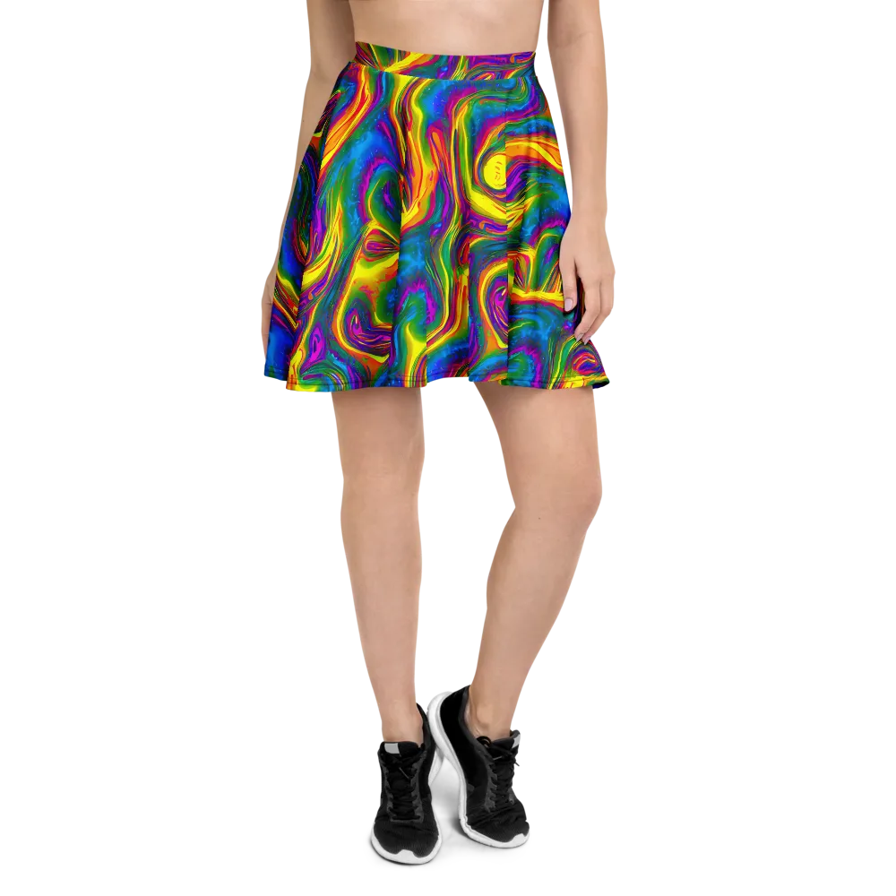 Electric Aurora on Skater Skirt — Front