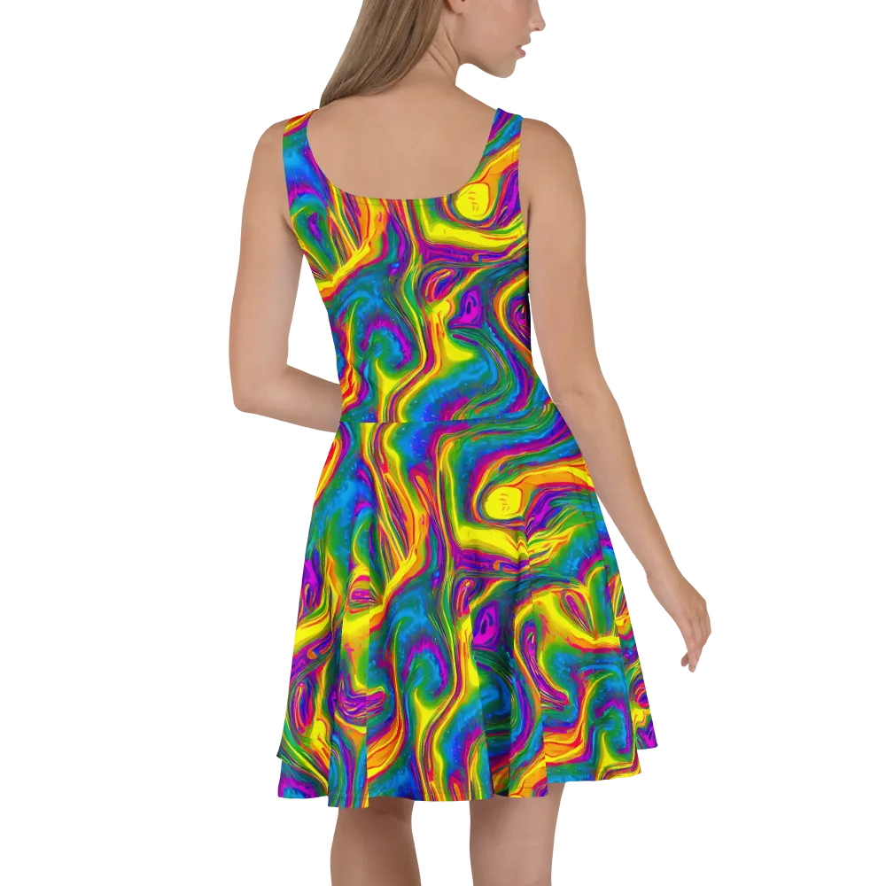 Electric Aurora on Skater Dress — Back