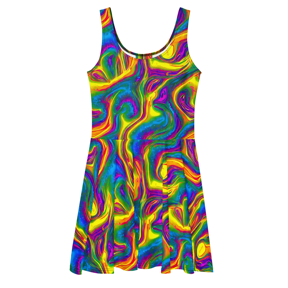 Electric Aurora on Skater Dress — Front