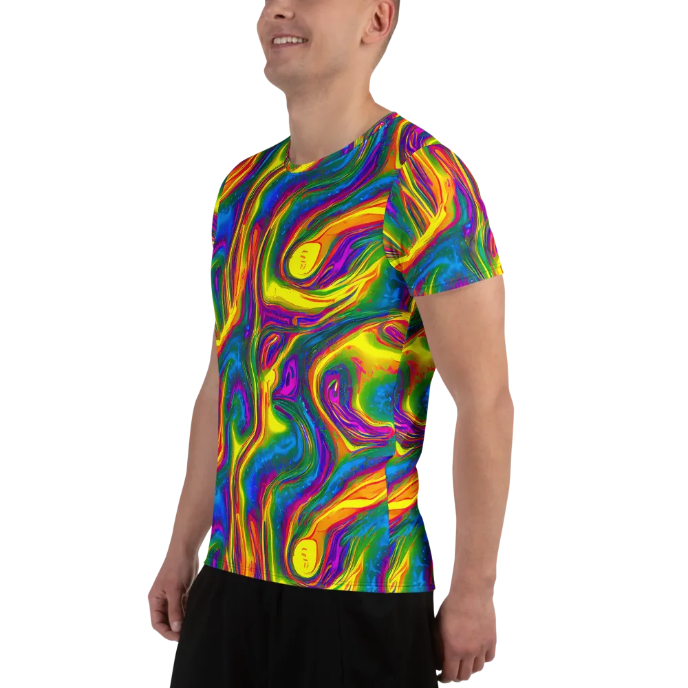 Electric Aurora on Men's Athletic T-Shirt — Left