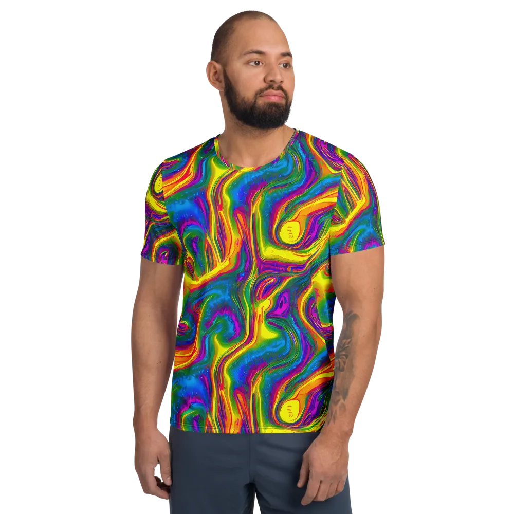 Electric Aurora on Men's Athletic T-Shirt — Front