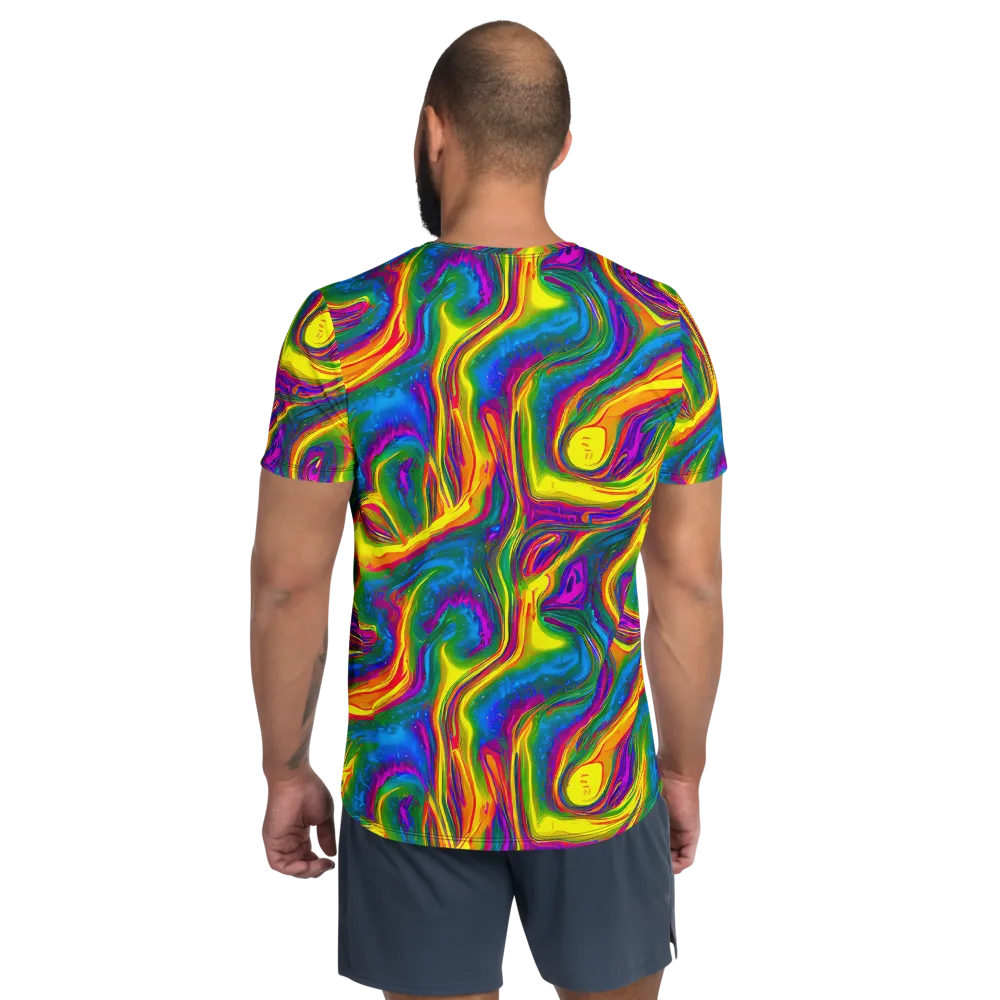 Electric Aurora on Men's Athletic T-Shirt — Back