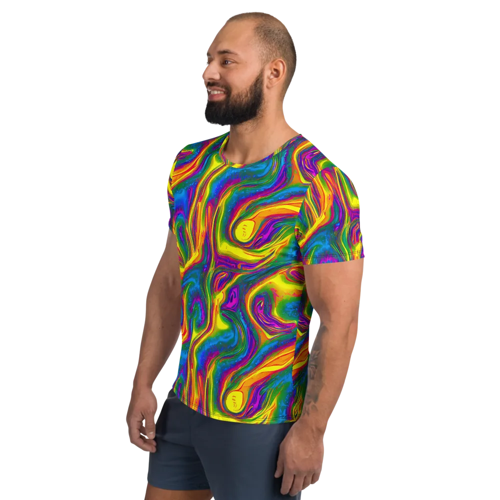 Electric Aurora on Men's Athletic T-Shirt — Left