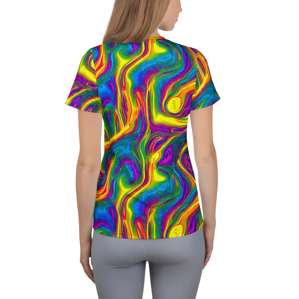 Electric Aurora on Women's Athletic T-Shirt — Back
