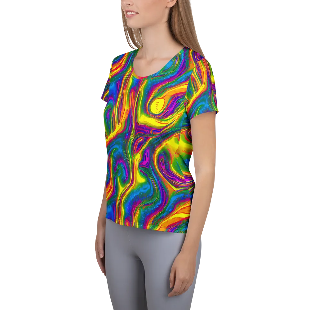 Electric Aurora on Women's Athletic T-Shirt — Left