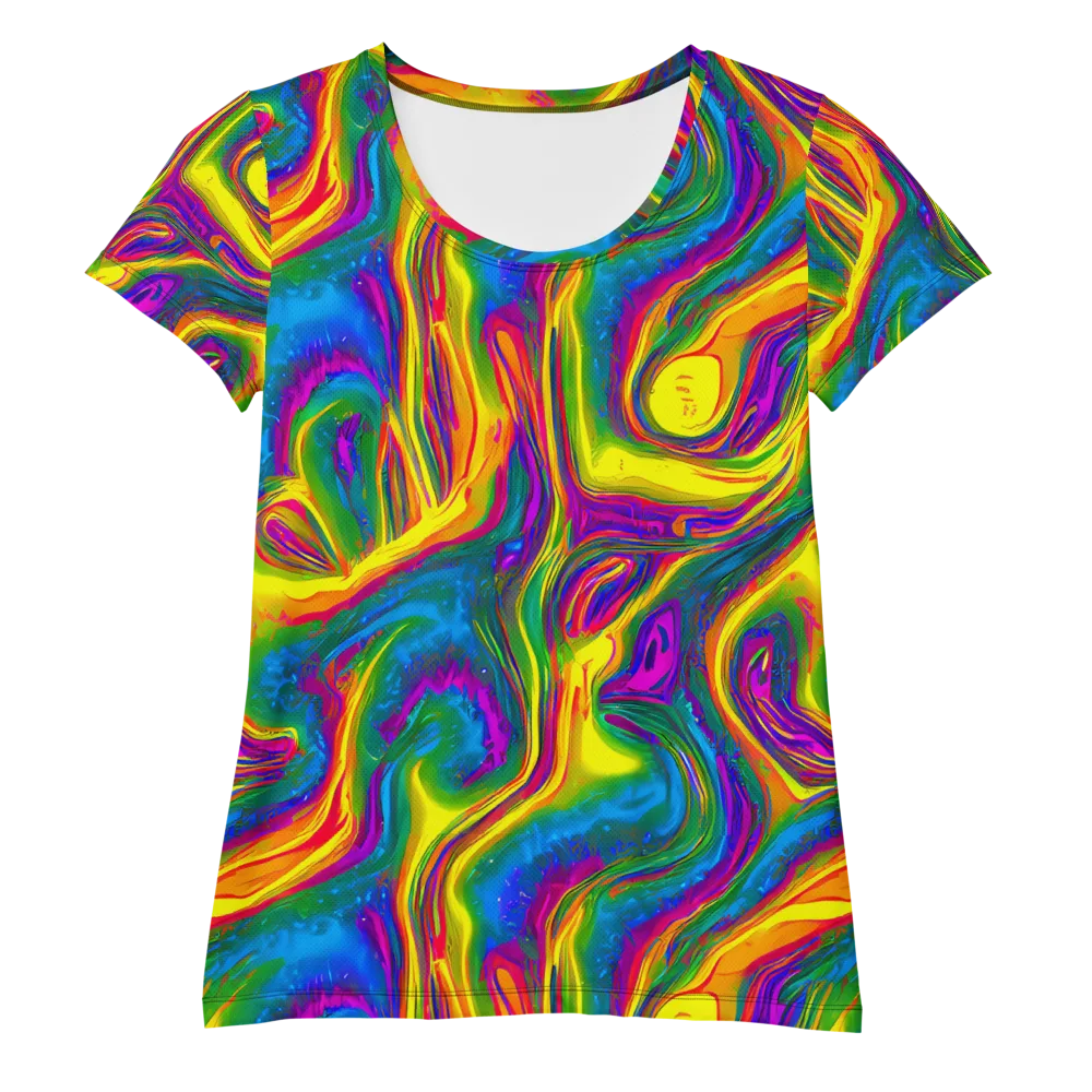 Electric Aurora on Women's Athletic T-Shirt — Front