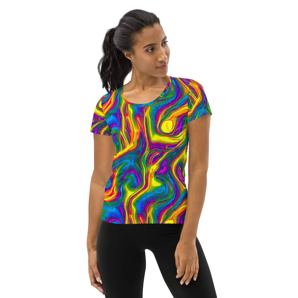 Electric Aurora on Women's Athletic T-Shirt — Front