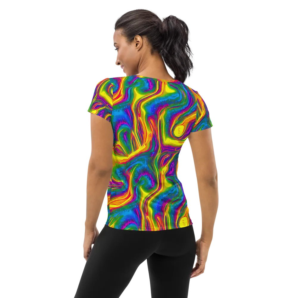 Electric Aurora on Women's Athletic T-Shirt — Back