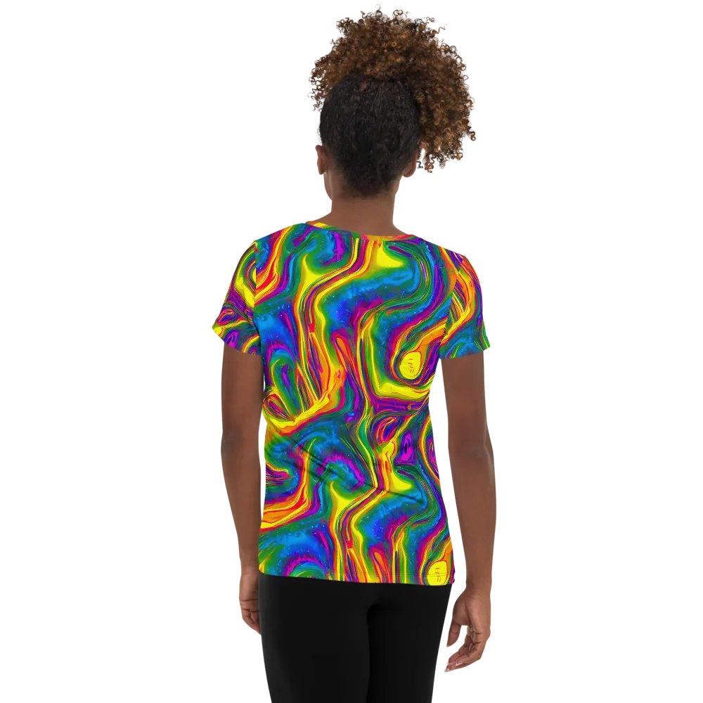 Electric Aurora on Women's Athletic T-Shirt — Back