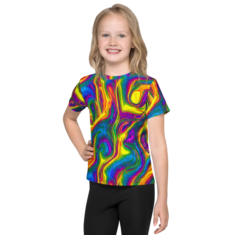 Electric Aurora on Kids Crew Neck T-Shirt — Front