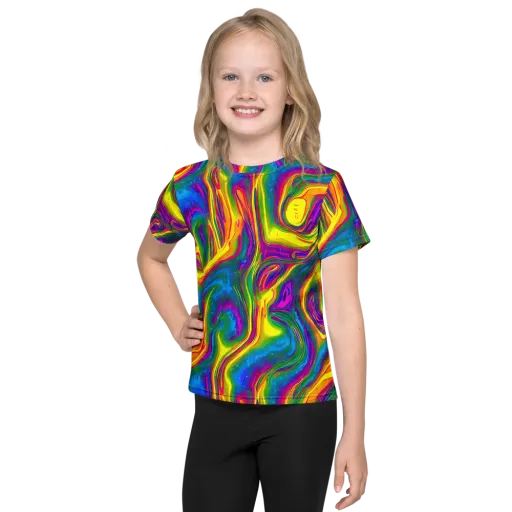 Electric Aurora on a Kids Crew Neck T-Shirt