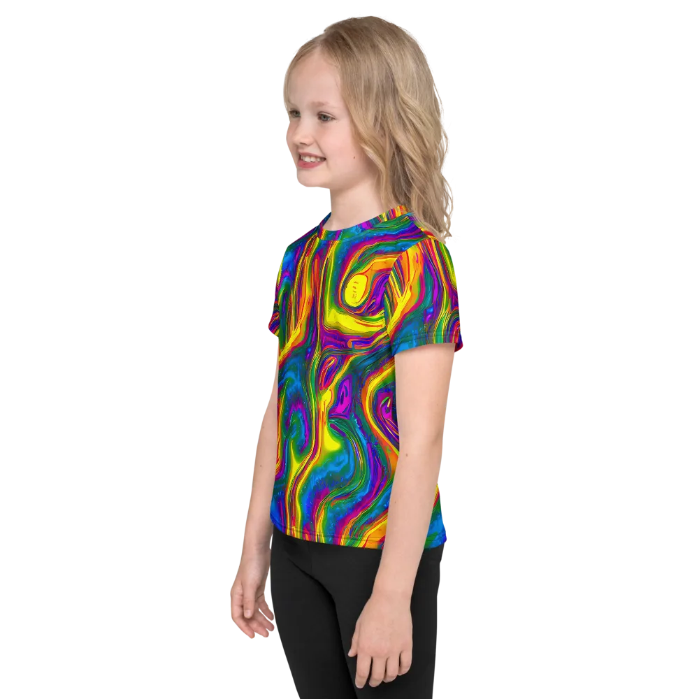 Electric Aurora on Kids Crew Neck T-Shirt — Left