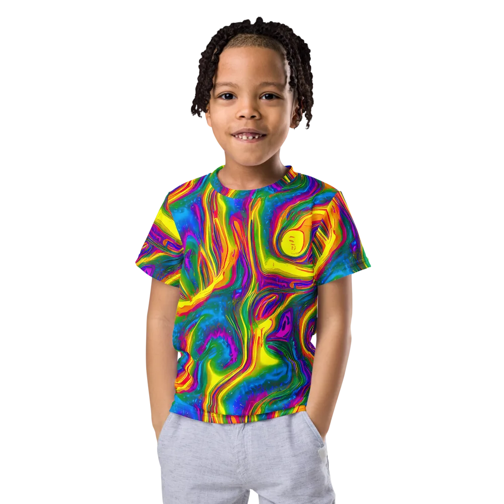 Electric Aurora on Kids Crew Neck T-Shirt — Front