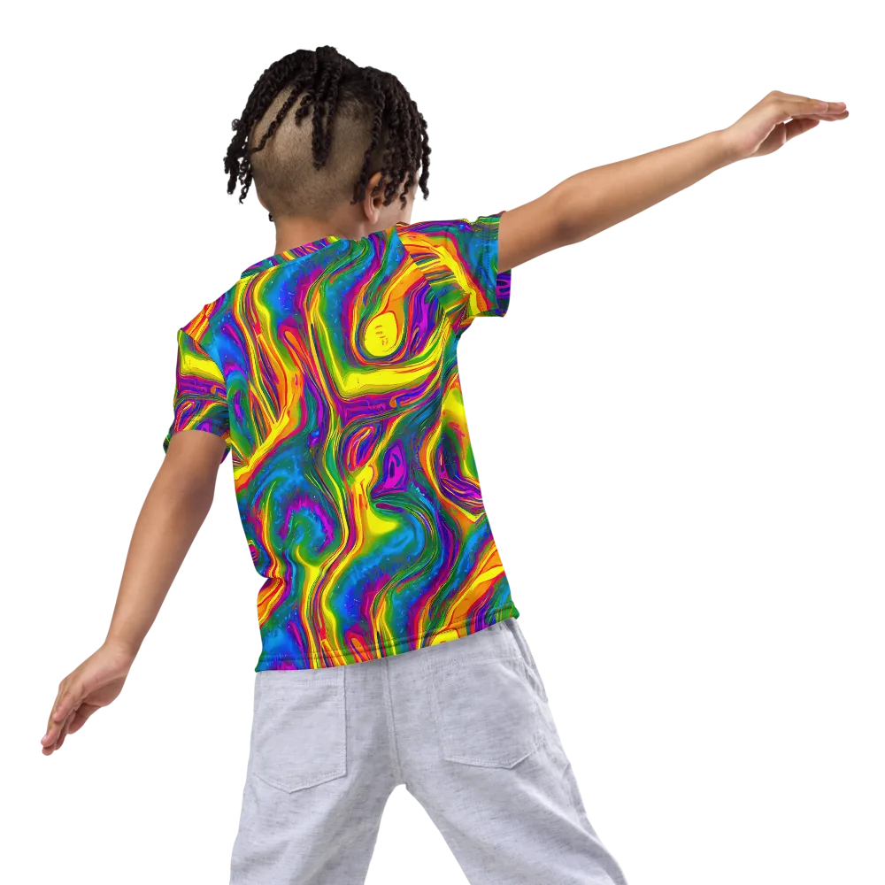 Electric Aurora on Kids Crew Neck T-Shirt — Back