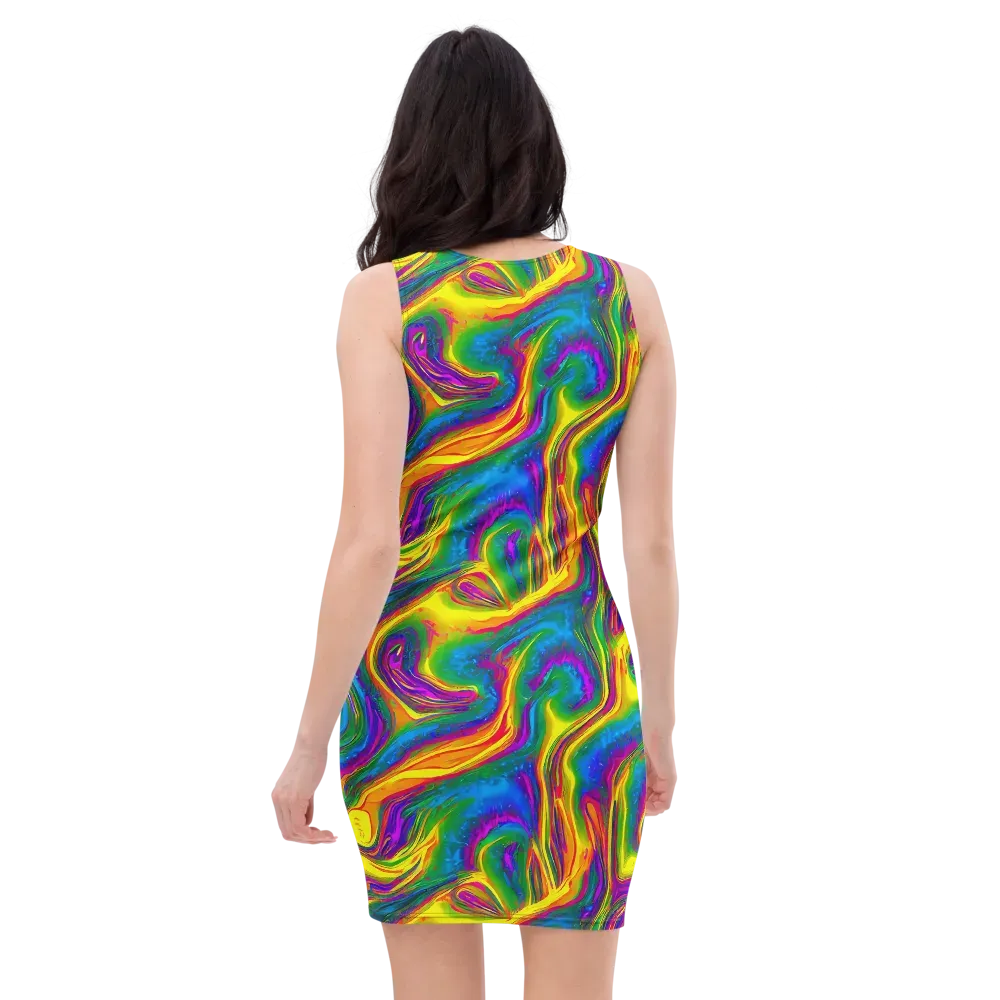 Electric Aurora on Bodycon Dress — Back