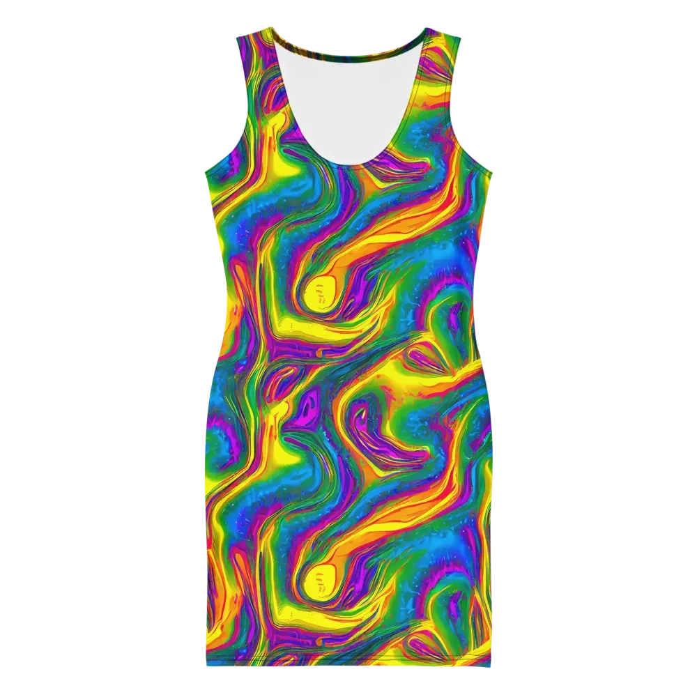 Electric Aurora on Bodycon Dress — Front
