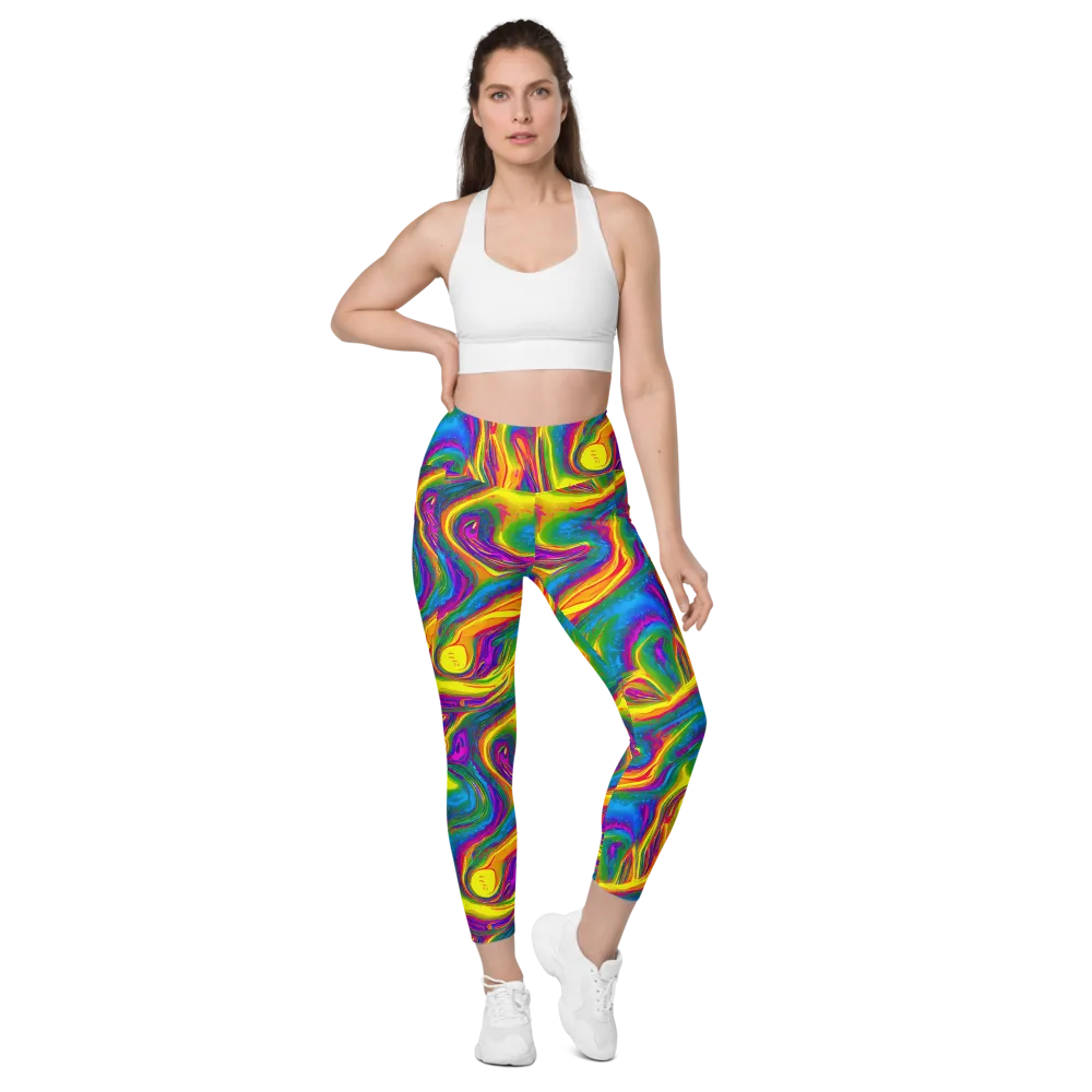 Electric Aurora on Leggings with Pockets — Front