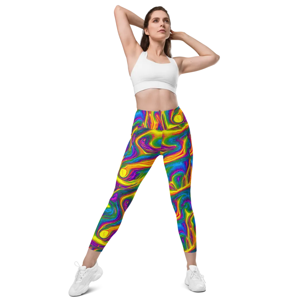 Electric Aurora on Leggings with Pockets — Front