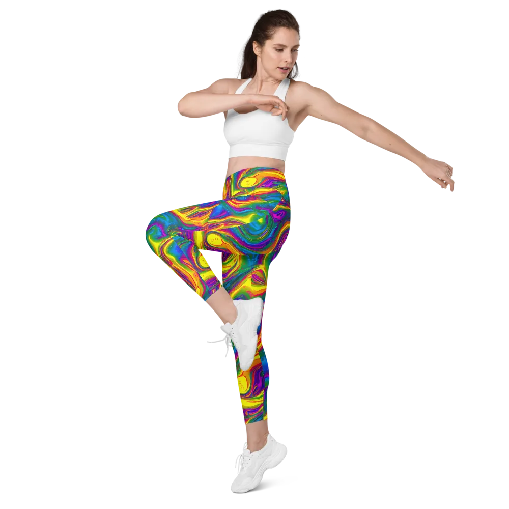 Electric Aurora on Leggings with Pockets — Left Front