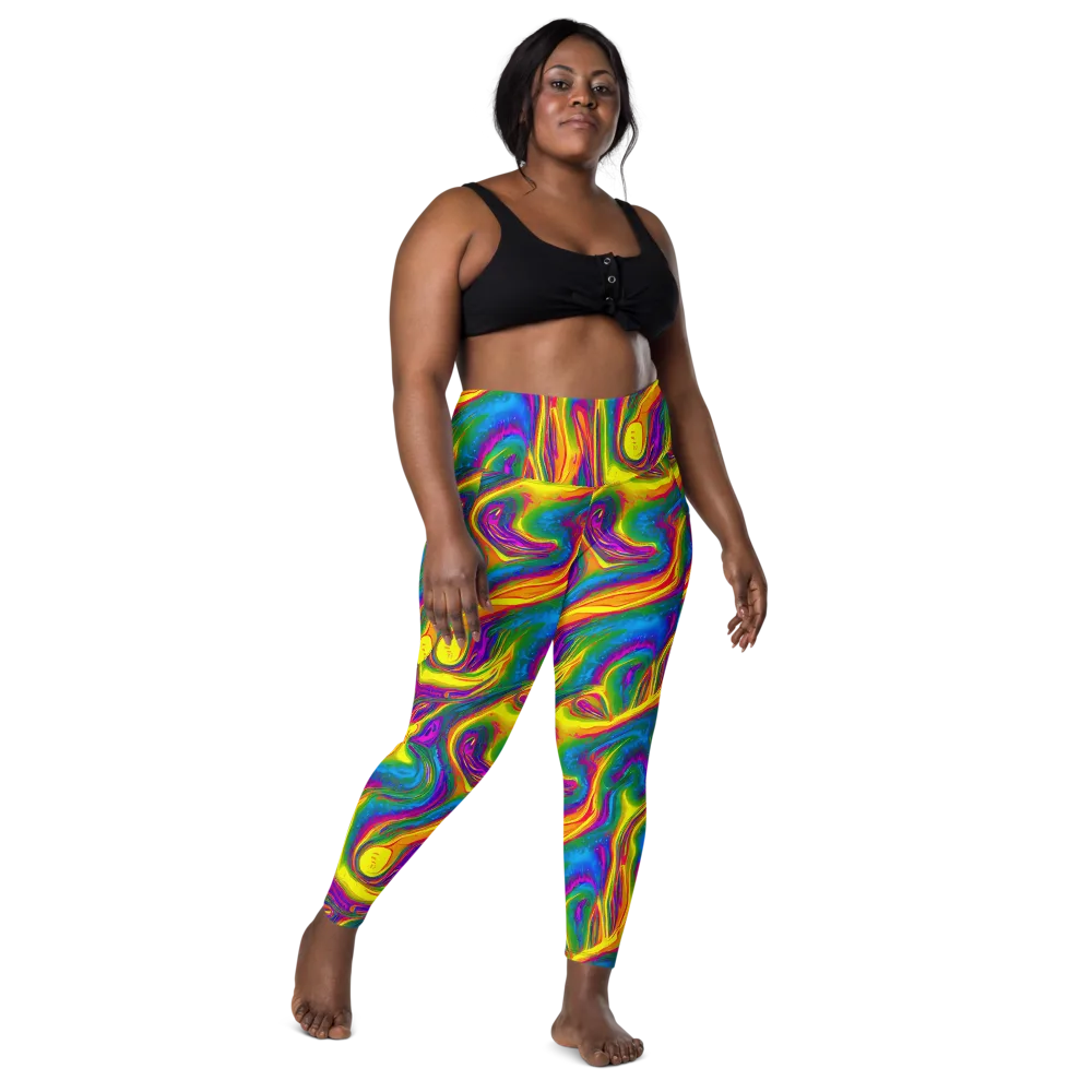Electric Aurora on Leggings with Pockets — Front
