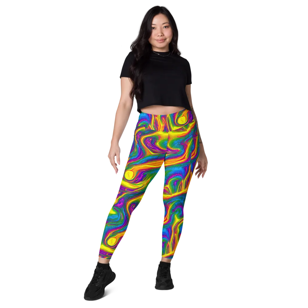 Electric Aurora on Leggings with Pockets — Front