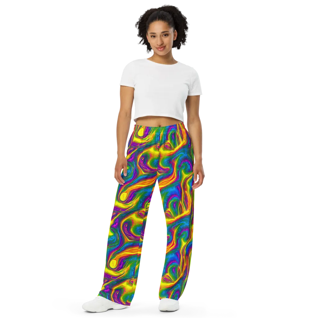 Electric Aurora on Wide-Leg Pants — Front