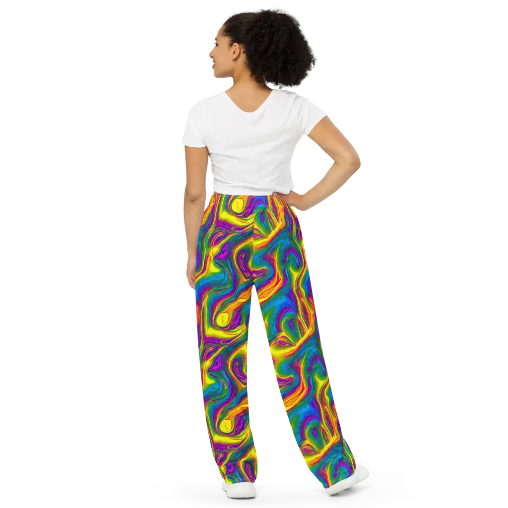 Electric Aurora on Wide-Leg Pants — Back