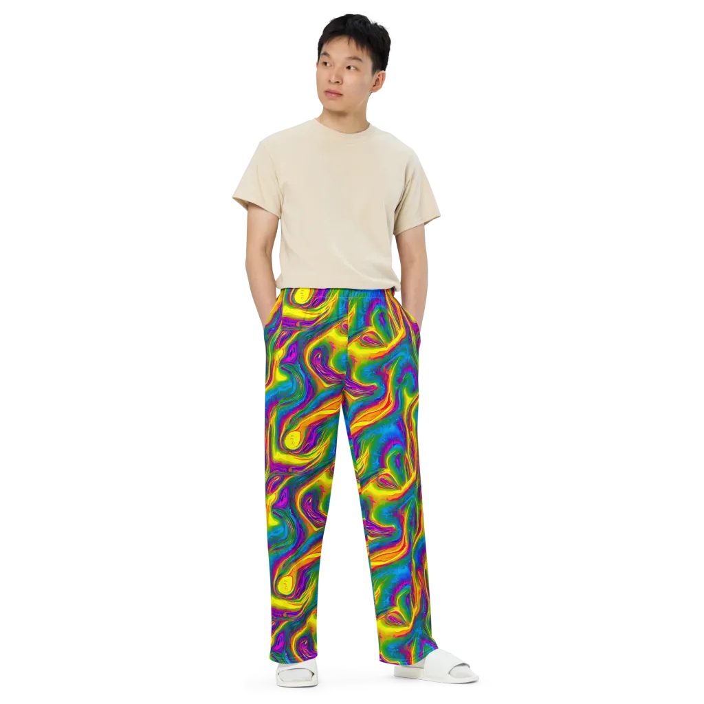 Electric Aurora on Wide-Leg Pants — Front