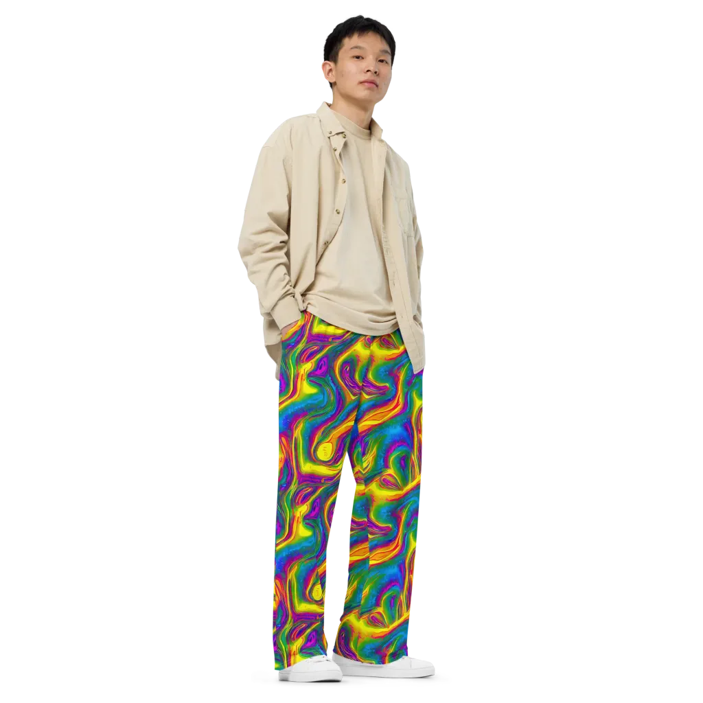 Electric Aurora on Wide-Leg Pants — Right Front