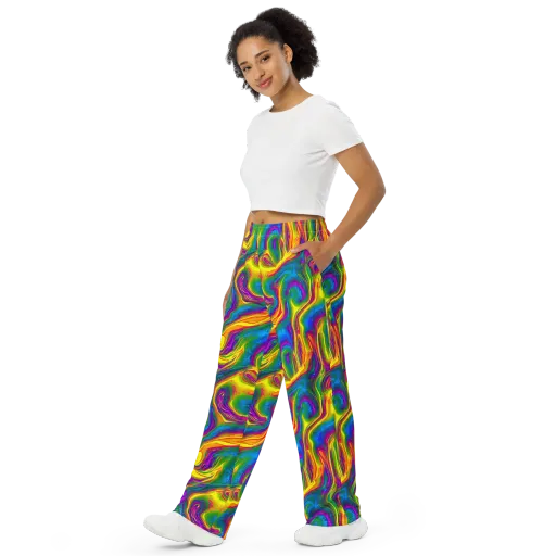 Electric Aurora on a Wide-Leg Pants