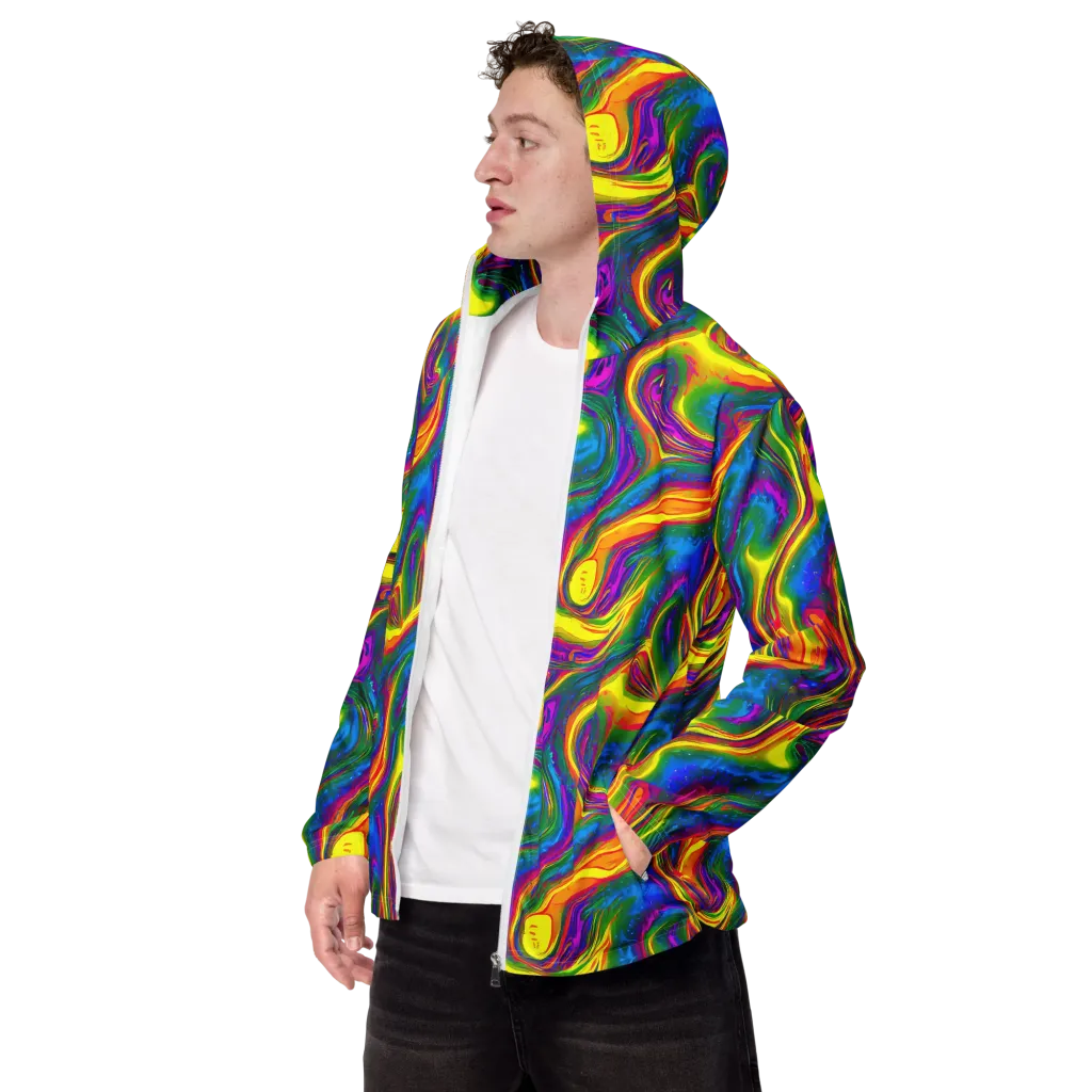Electric Aurora on Men's Windbreaker — Left Front