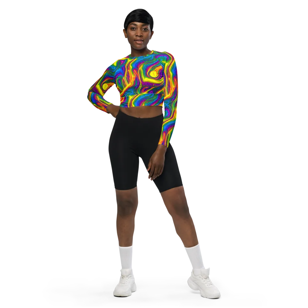 Electric Aurora on Long Sleeve Crop Top — Front