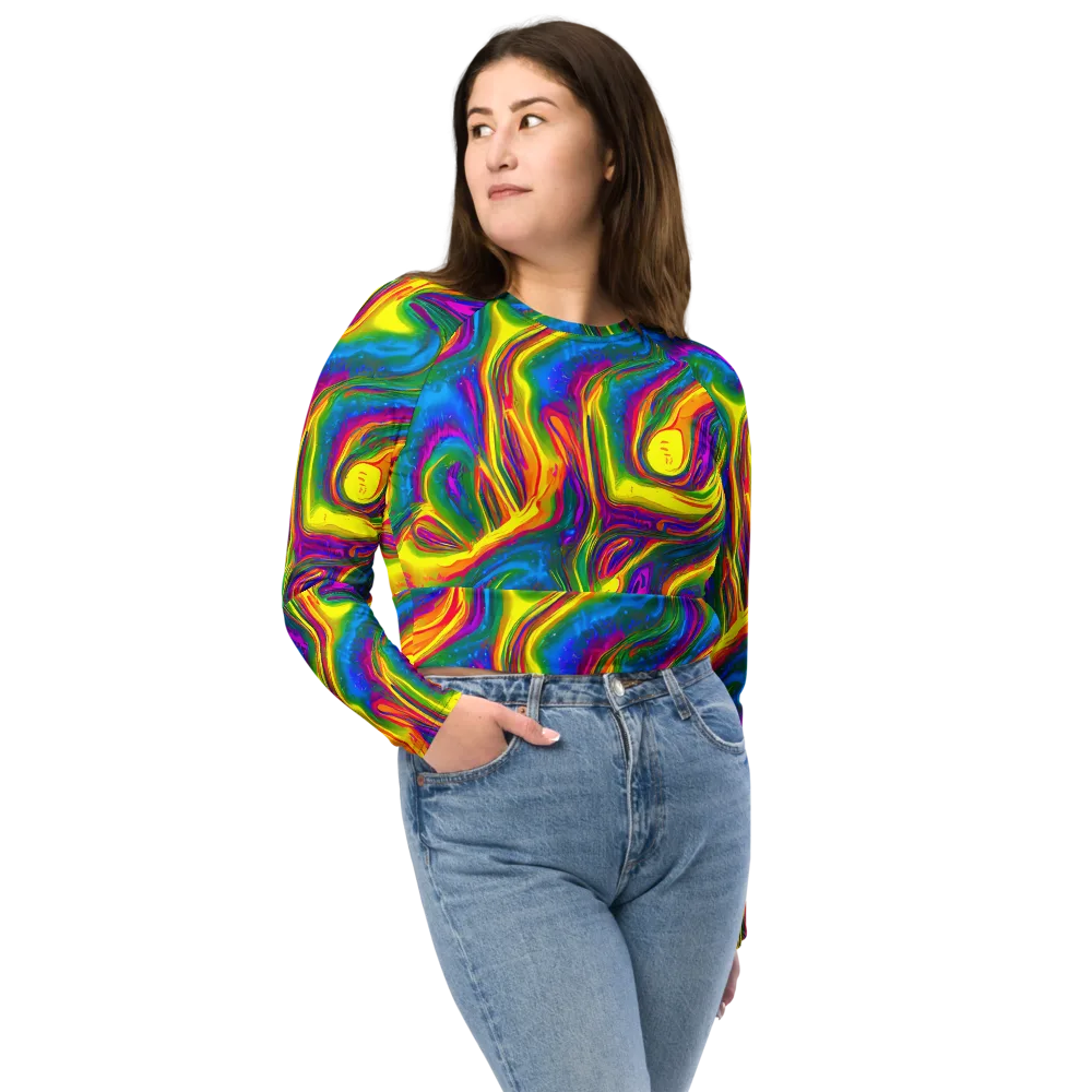 Electric Aurora on Long Sleeve Crop Top — Front