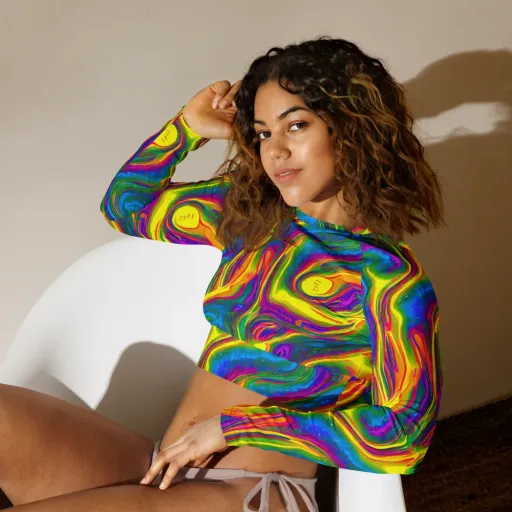 Electric Aurora on a Long Sleeve Crop Top