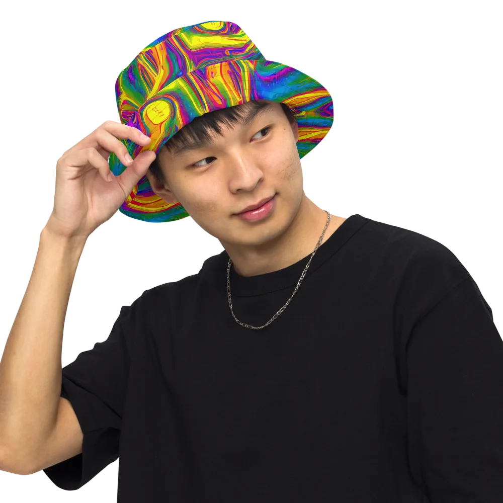 Electric Aurora on Reversible Bucket Hat — Front Inside