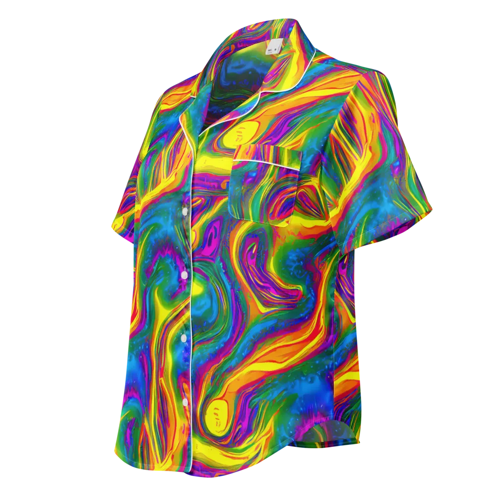 Electric Aurora on Women's Short Sleeve Pajama Top — Left Front