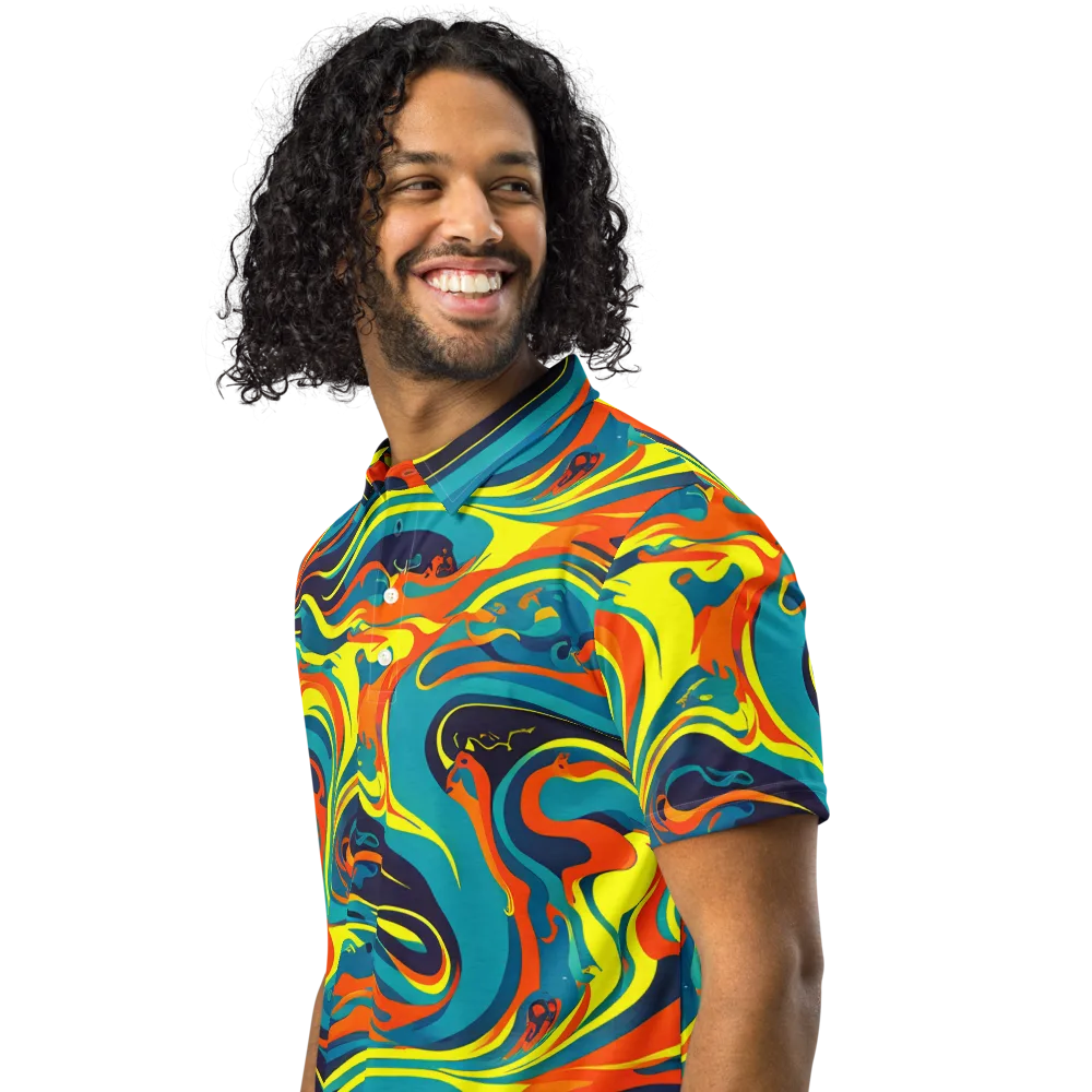 Mythic Maelstrom on Men's Slim Fit Polo Shirt — Left Front