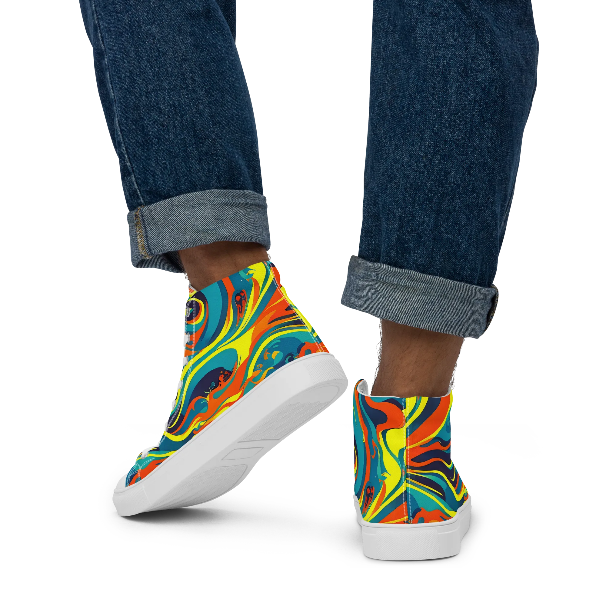 Mythic Maelstrom on Men's High Top Canvas Shoes — Back