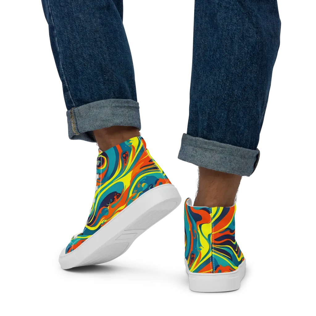 Mythic Maelstrom on Men's High Top Canvas Shoes — Back