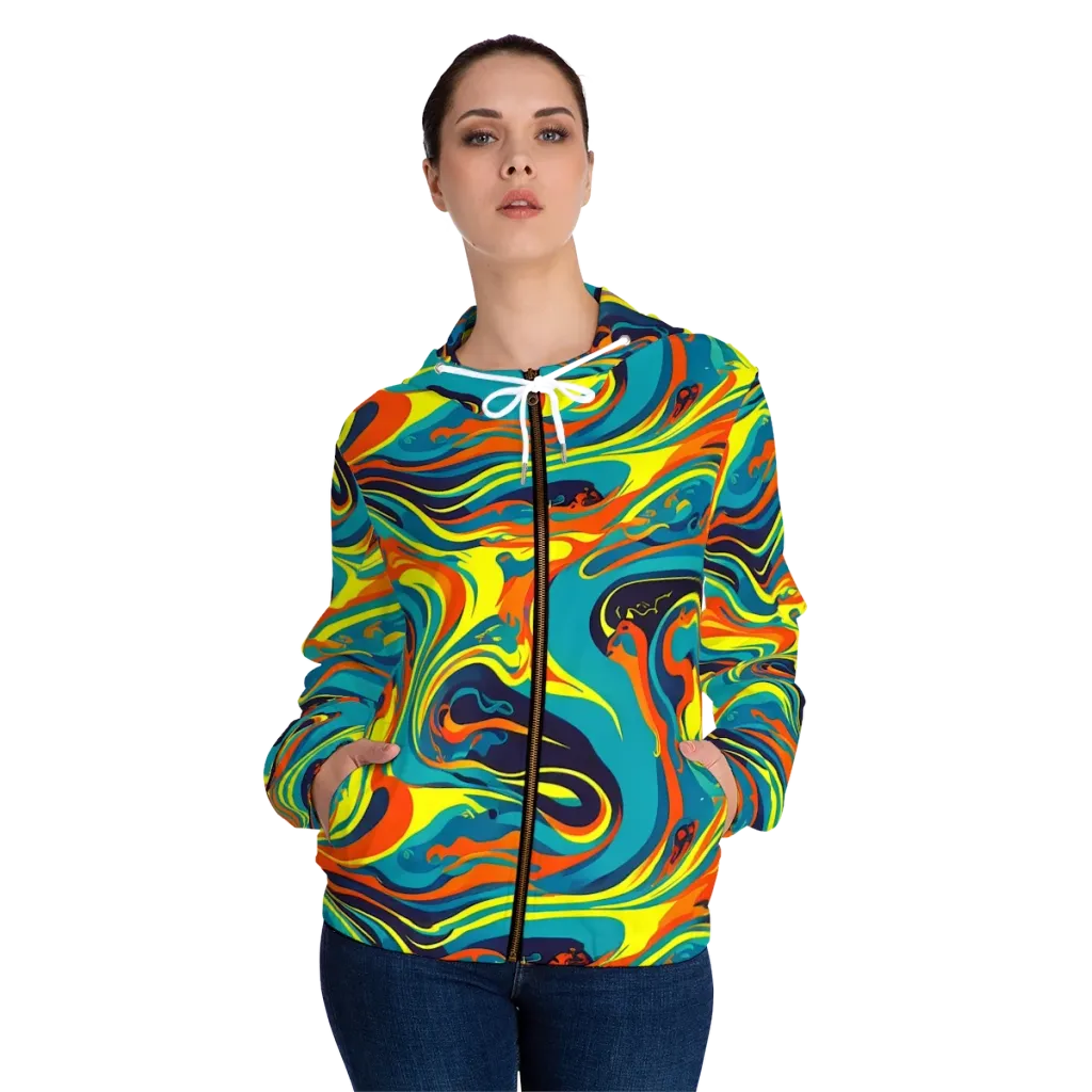 Mythic Maelstrom on Women's Full-Zip Hoodie — Front On Person