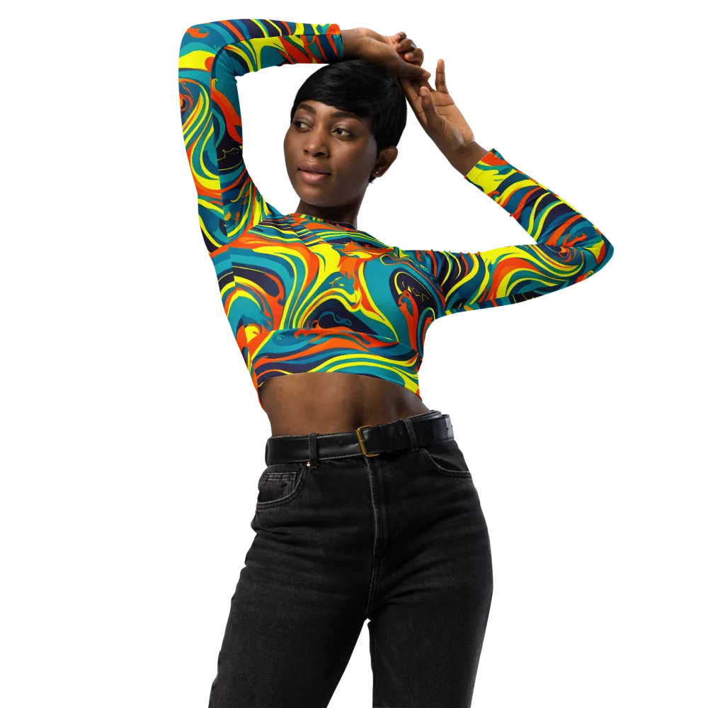 Mythic Maelstrom on Long Sleeve Crop Top — Front