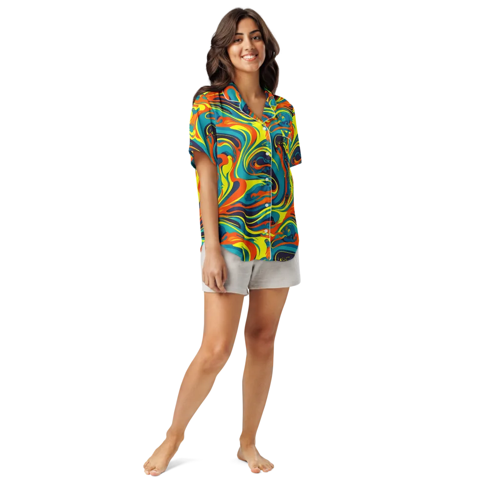 Mythic Maelstrom on Women's Short Sleeve Pajama Top — Front