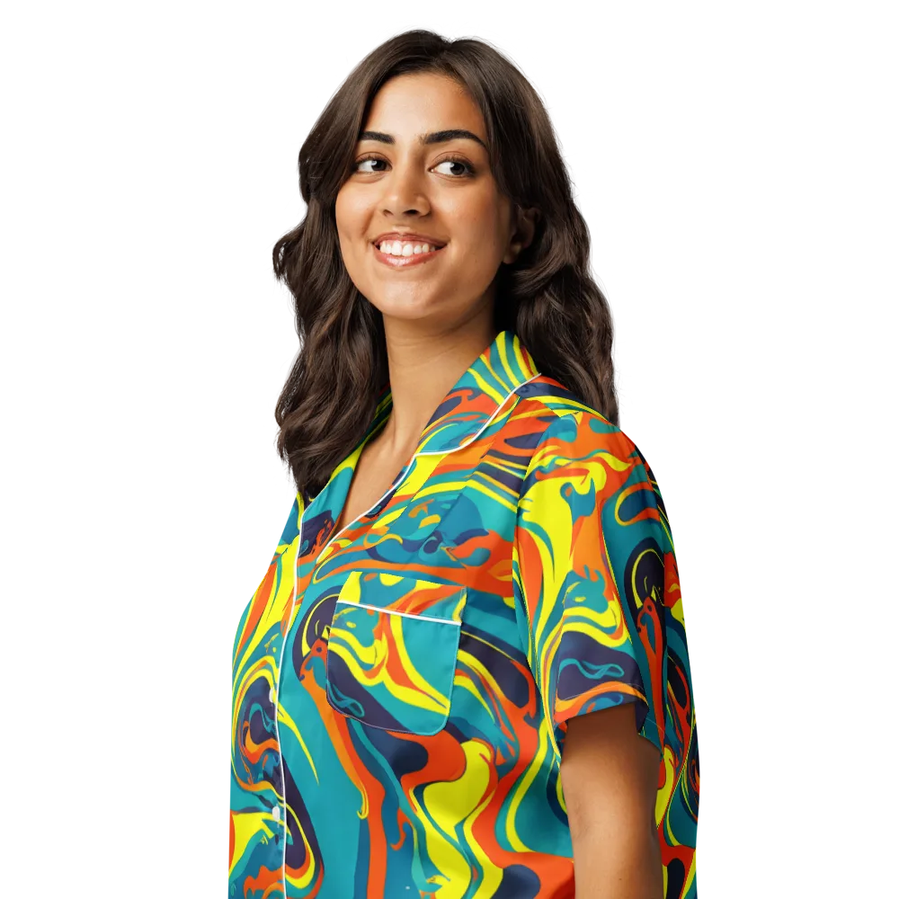 Mythic Maelstrom on Women's Short Sleeve Pajama Top — Left Front