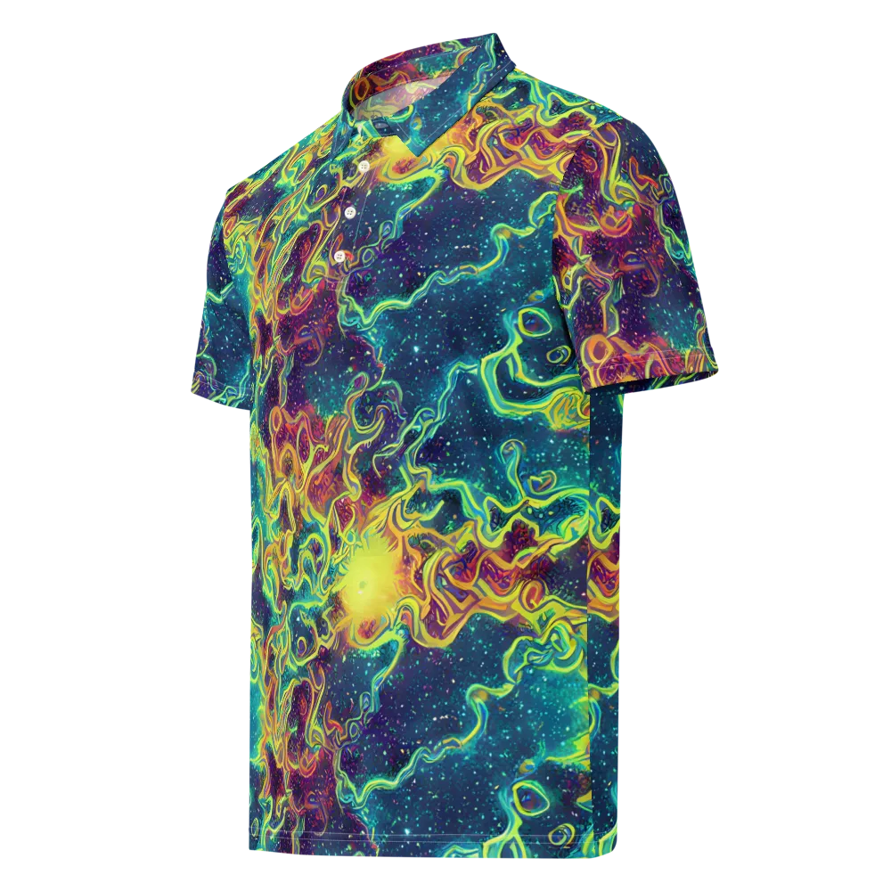 Echoed Pulses on Men's Slim Fit Polo Shirt — Left Front