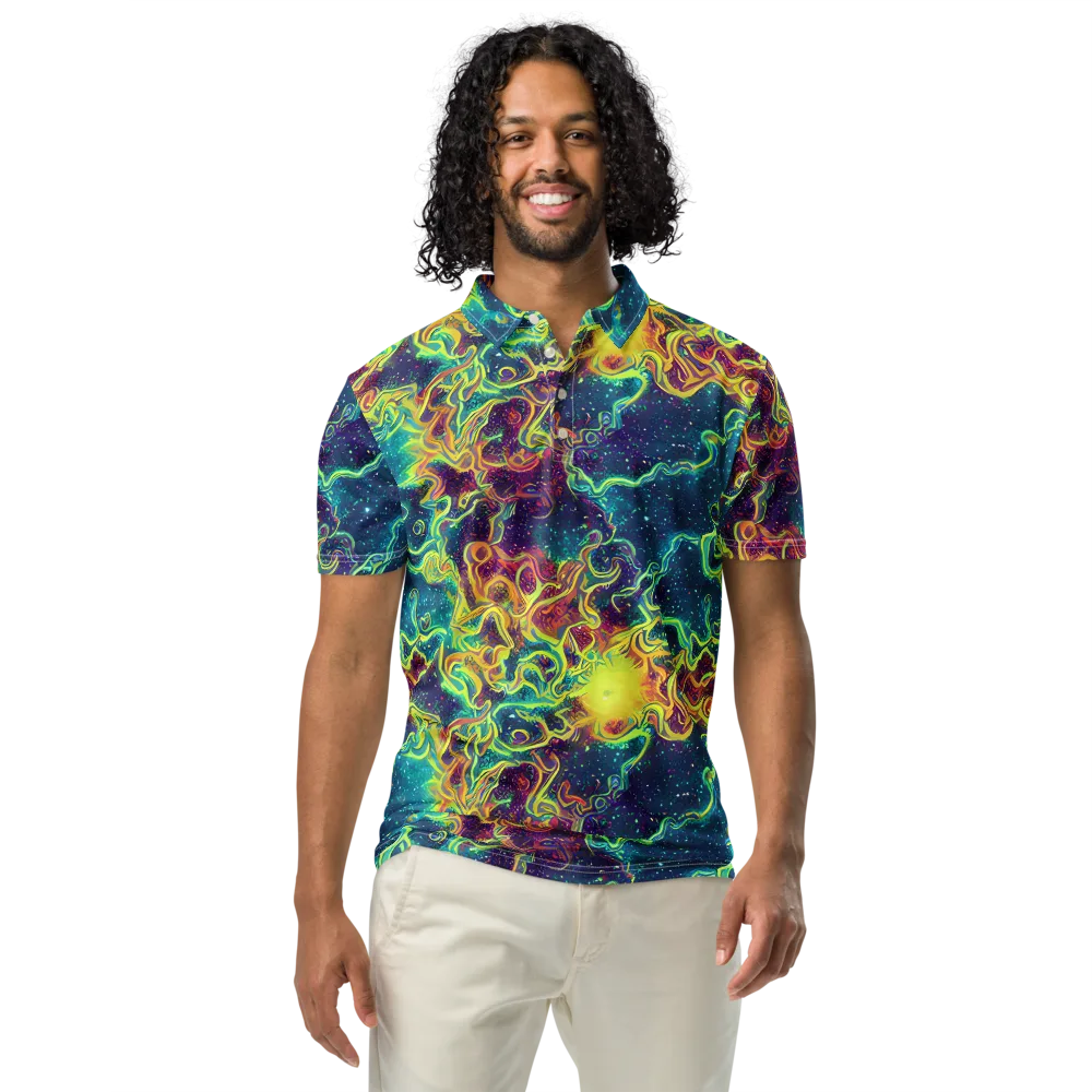 Echoed Pulses on Men's Slim Fit Polo Shirt — Front