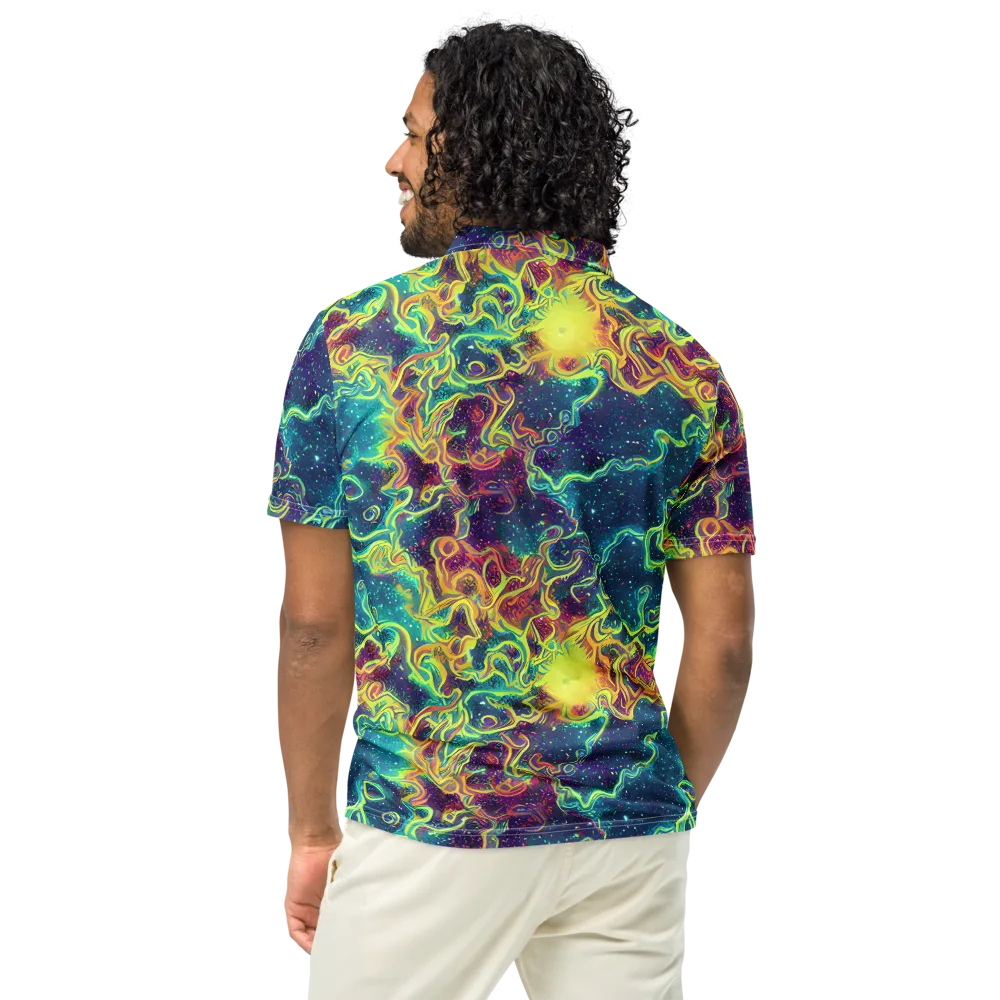Echoed Pulses on Men's Slim Fit Polo Shirt — Back